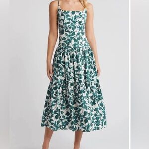 Moon River Green Leaf Midi Dress